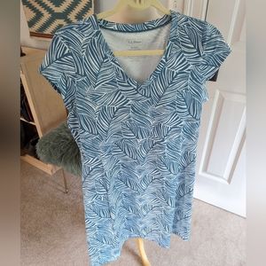 Llbean l.l. bean active dress size medium regular teal and white no wrinkle